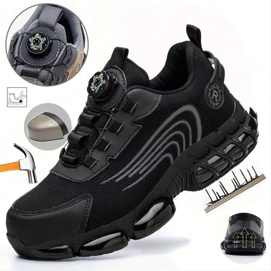 Men Shoes Boots - รองเท้าทำงานหัวเหล็กสำหรับทุกฤดูกาลสำหรับผู้ชายและผู้หญิง รองเท้าบูทหัวเหล็กกันกระแทก น้ำหนักเบา สวมใส่สบาย รองเท้านิรภัยสำหรับงานอุตสาหกรรม ทนทานต่อการสึกหรอ