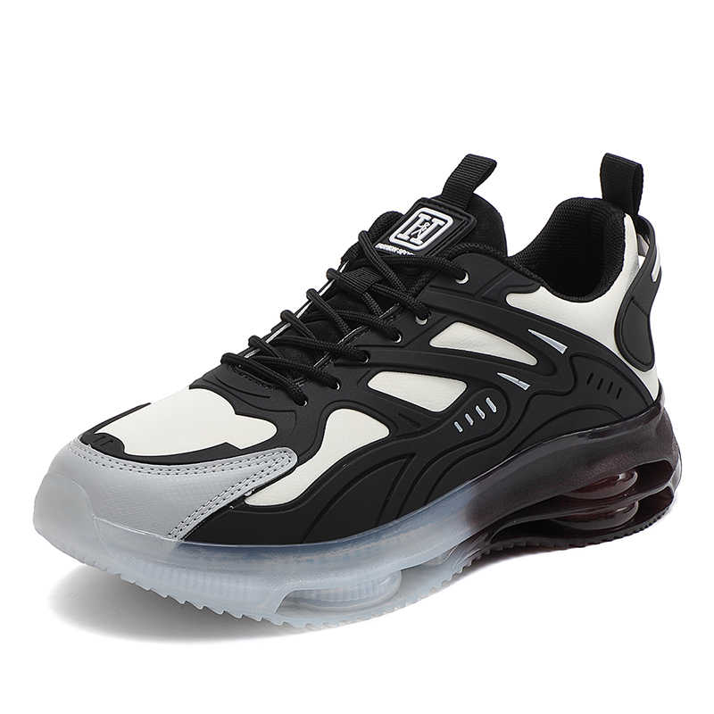 Men Shoes Boots - รองเท้าสเก็ตบอร์ดหนังแท้แบบสานสำหรับผู้ชาย รองเท้าผ้าใบสีดำล้วน รองเท้ากีฬาแฟชั่นสวยงามสำหรับผู้ชาย รองเท้าออกกำลังกาย