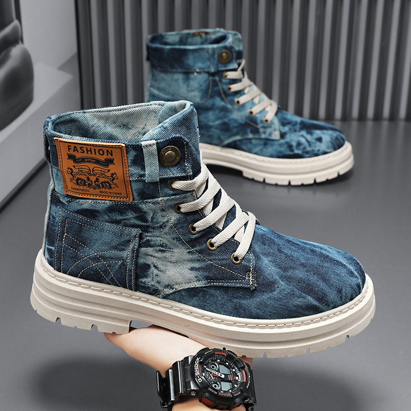 Canvas Sneaker High - รองเท้าผ้าใบหุ้มข้อสูงสำหรับผู้ชาย รุ่นสปริง 2026 แฟชั่นทันสมัย ไซส์ใหญ่ รองเท้าลำลองอเนกประสงค์สำหรับผู้ชาย