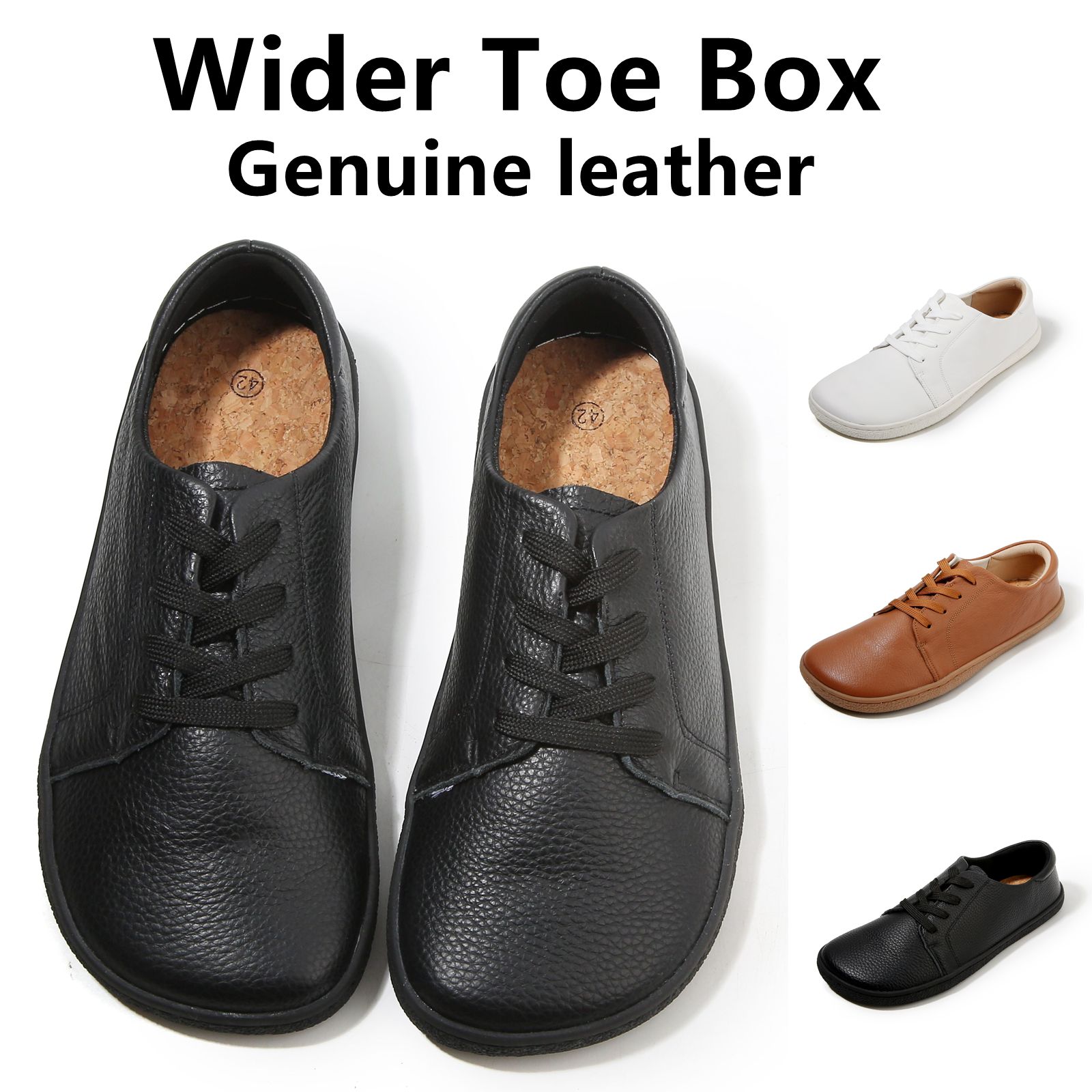 Boat Shoe Leather - TONGLEPAO ฤดูใบไม้ผลิฤดูใบไม้ร่วงเท้าเปล่ารองเท้าผ้าใบผู้หญิงหนังแท้พร้อม Zero Drop แบนนุ่มแต่เพียงผู้เดียวที่กว้างขึ้นกล่องแสง