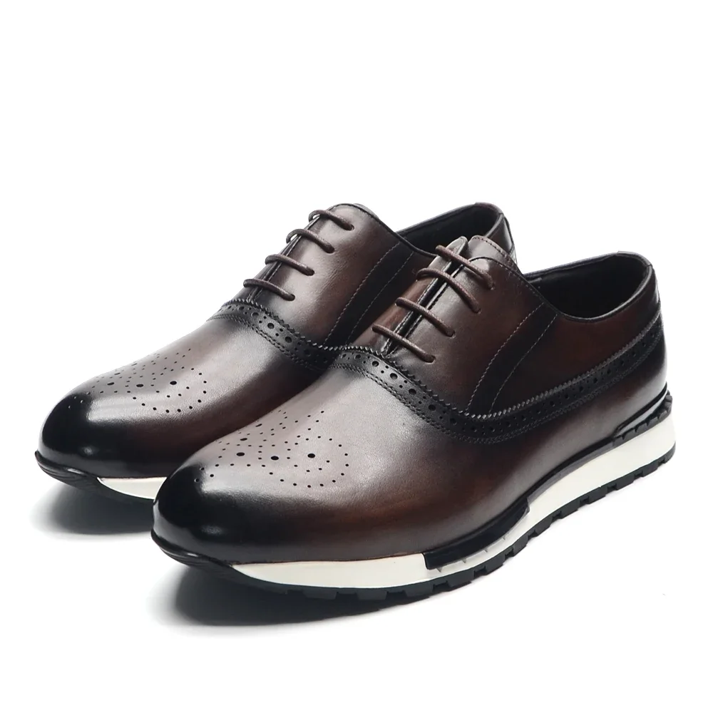 Oxford Brogue Leather - 10 สี รองเท้าหนังแท้ทำมือ รองเท้าออกซ์ฟอร์ด รองเท้าผู้ชาย แบบผูกเชือก