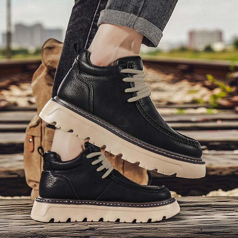 Men'S Shoes Height Increase - รองเท้าบูทเชลซีสำหรับผู้ชายในฤดูหนาว สไตล์อังกฤษ พื้นหนาเพิ่มความสูง ให้ความอบอุ่น ลำลอง กันลื่น