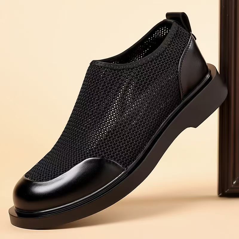 Men Shoes Uk - รองเท้าหนังลำลองผู้ชายแฟชั่นฤดูร้อนแบบใหม่ ระบายอากาศได้ดี ดีไซน์เรียบง่าย สไตล์อังกฤษ เหมาะสำหรับธุรกิจและการใช้งานทั่วไป