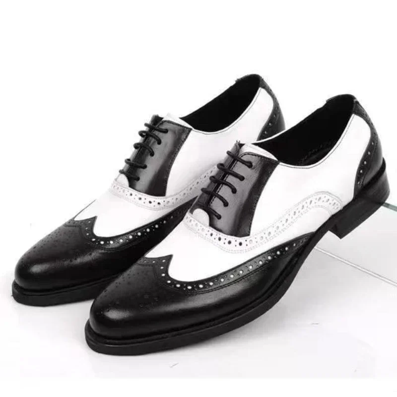 Oxford Brogue Leather - ผสมสีบุรุษรองเท้า Retro ชายรองเท้าหนังธุรกิจชาย Baroque รองเท้า Casual