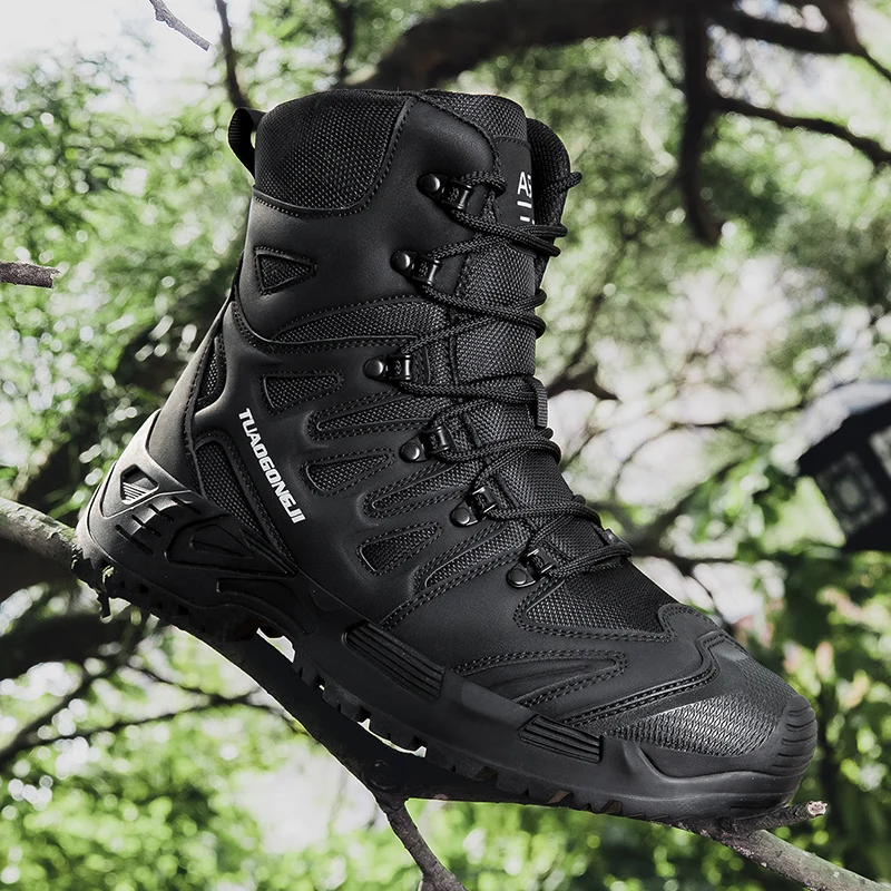 Men Shoes Boots - ผู้ชายเดินป่ากลางแจ้งรองเท้าบู๊ทส์ข้อเท้าทะเลทรายรองเท้ากีฬารองเท้าทหารทำงานกันน้ำความปลอดภัยในการทำงานรองเท้าล่าสัตว์