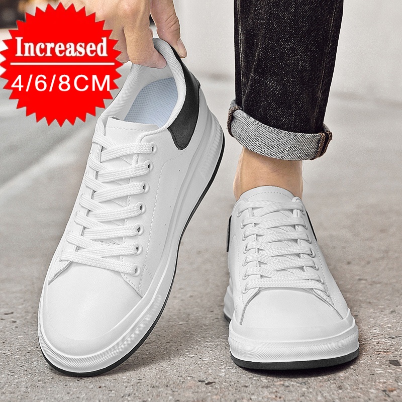 Canvas Sneaker High - รองเท้าผ้าใบเพิ่มความสูงแบบซ่อนสำหรับผู้ชาย รุ่นใหม่ หรูหรา เพิ่มความสูง 4/6/8 ซม.