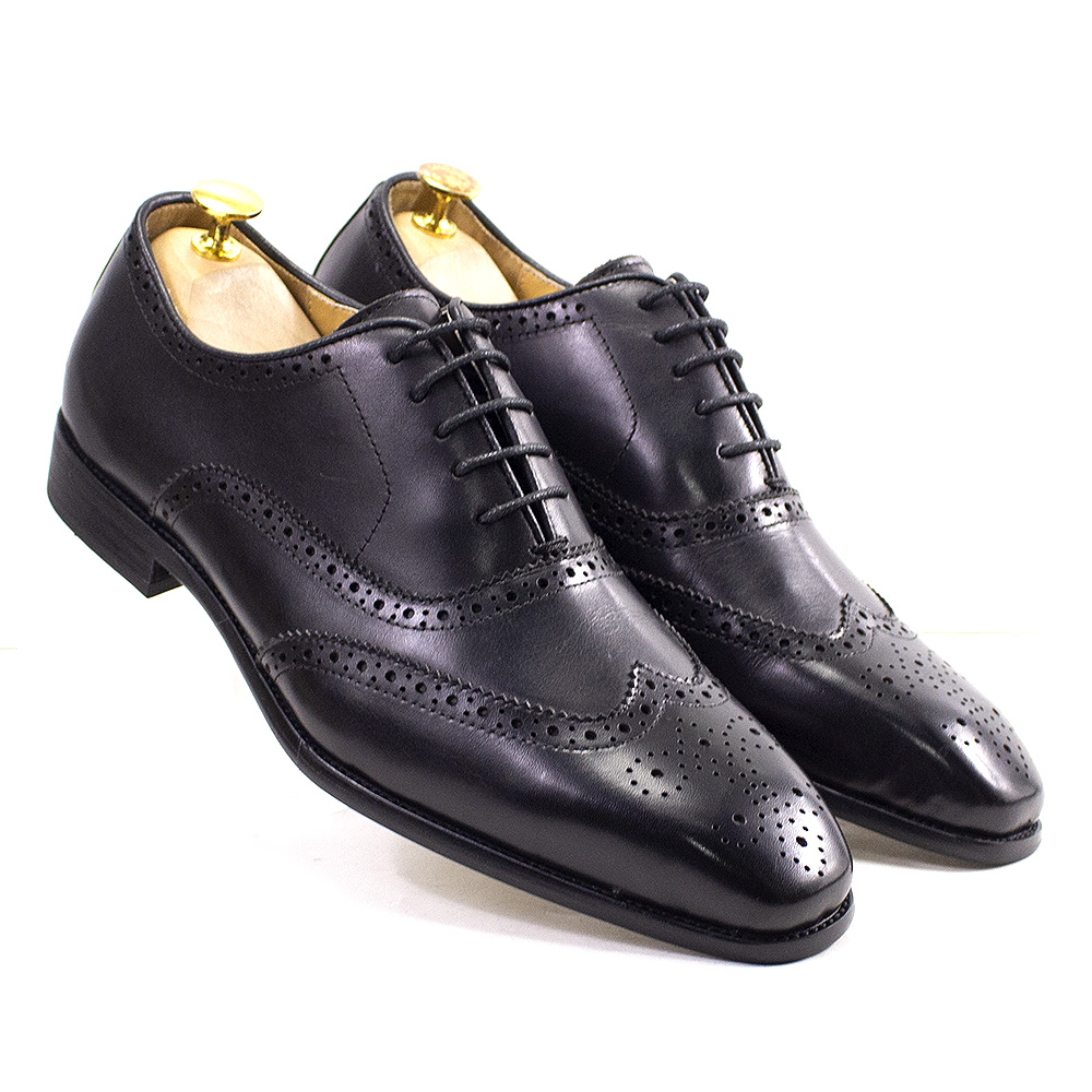 Oxford Brogue Leather - รองเท้าผู้ชายทำมือติดปีกขนาด7-12หนังวัวแท้รองเท้าชุดเดรสโบรกรองเท้าทางการธุรกิจคลาสสิก