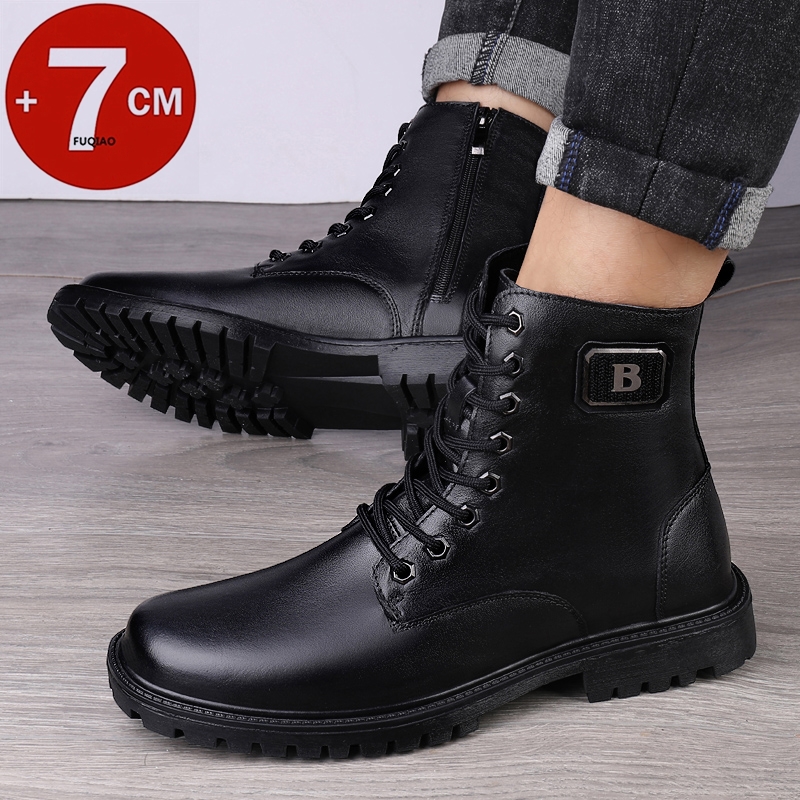 รองเท้าบูทหนังแท้ผู้ชาย บุขนอุ - Men'S Shoes Height Increase บทวิจารณ์และราคา