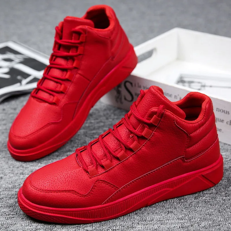 รองเท้าสเก็ตหนังหุ้มข้อสูงสีแด - Boat Shoe Leather บทวิจารณ์และราคา
