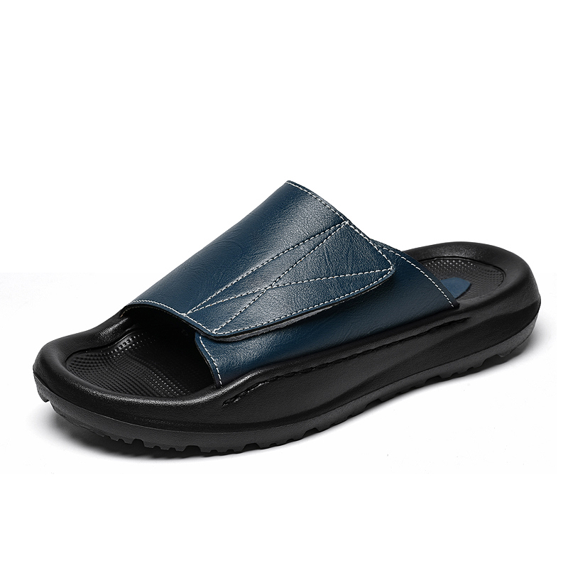 รองเท้าแตะหนังแบบสวมสำหรับผู้ช - Men Shoes Velcro บทวิจารณ์และราคา