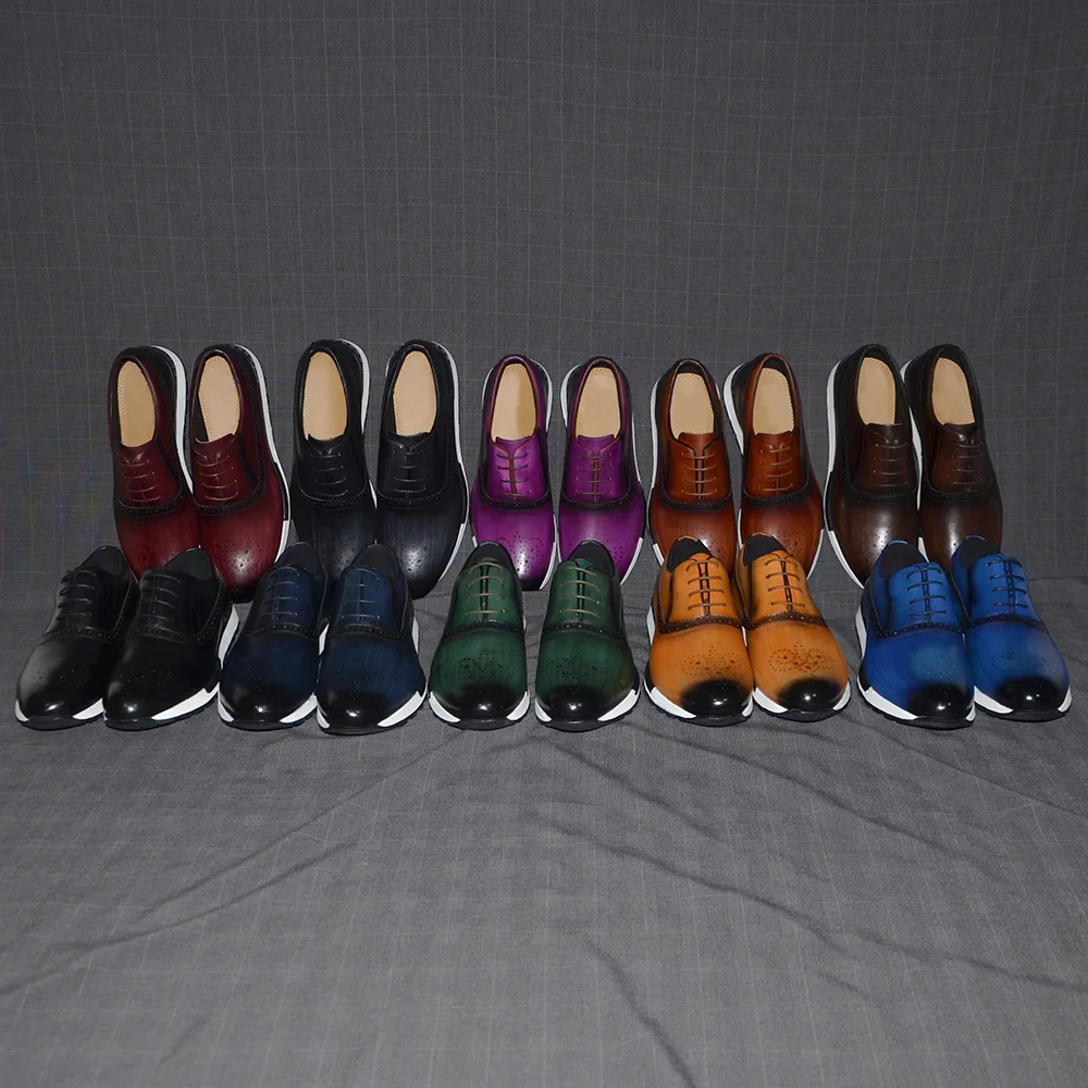 10 สี รองเท้าหนังแท้ทำมือ รองเ - Oxford Brogue Leather บทวิจารณ์และราคา