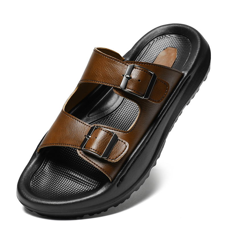 บุรุษสวมรองเท้าแตะหนังรองเท้าแ - Men Shoes Velcro บทวิจารณ์และราคา