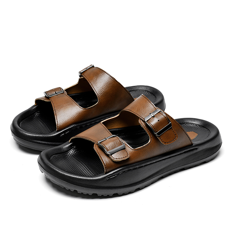 บุรุษสวมรองเท้าแตะหนังรองเท้าแ - Men Shoes Velcro บทวิจารณ์และราคา