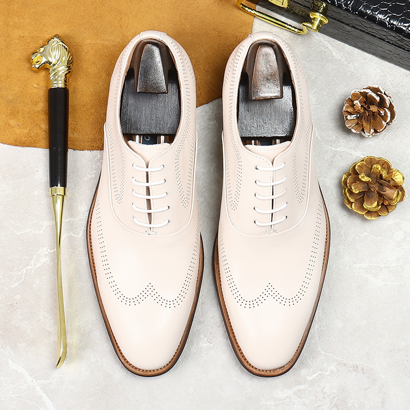 รองเท้าหนังแท้สีขาวกระชับทนทาน - Oxford Brogue Leather บทวิจารณ์และราคา