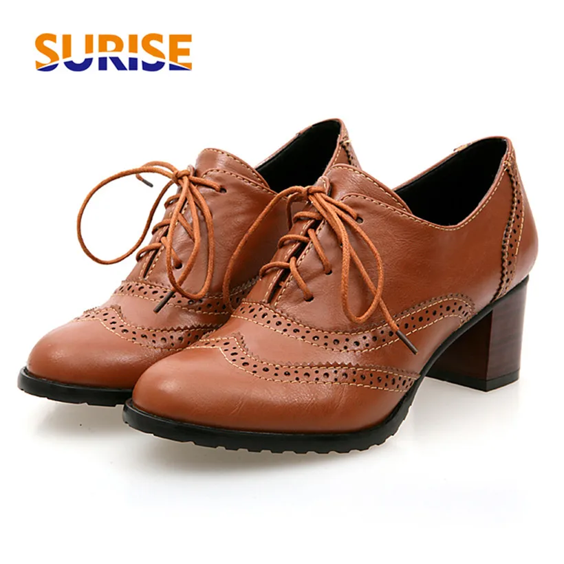 อังกฤษผู้หญิงOxfordsรองเท้าส้น - Oxford Brogue Leather บทวิจารณ์และราคา