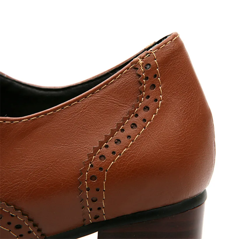 อังกฤษผู้หญิงOxfordsรองเท้าส้น - Oxford Brogue Leather บทวิจารณ์และราคา