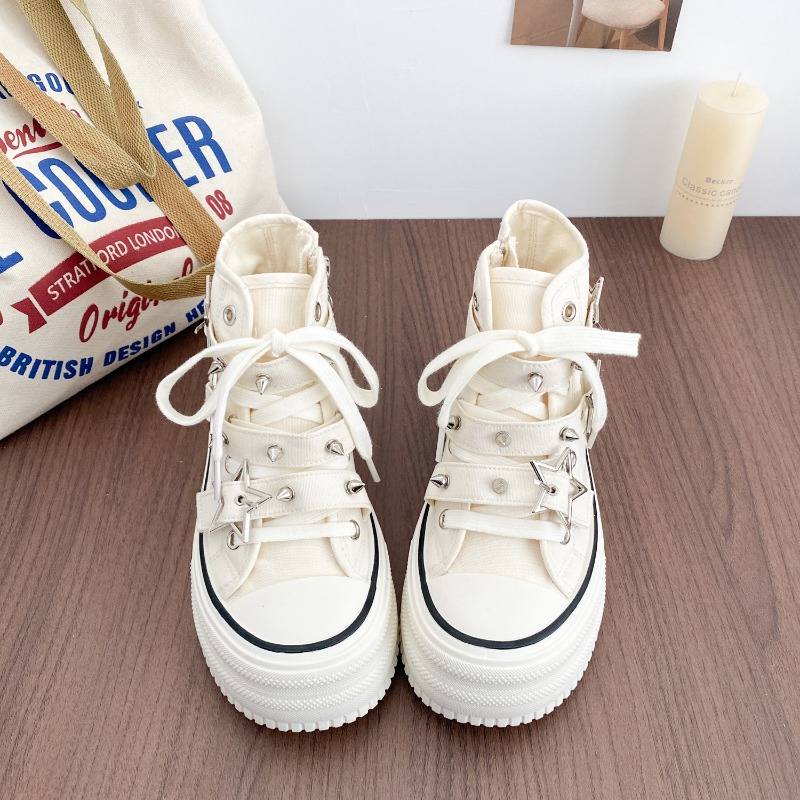 รองเท้าผู้หญิงใหม่สไตล์เกาหลี  - Canvas Sneaker High บทวิจารณ์และราคา