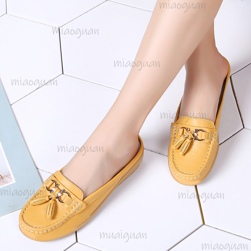รองเท้าสลิปออนแบบสวมเปิดส้นสำห - Boat Shoe Leather บทวิจารณ์และราคา