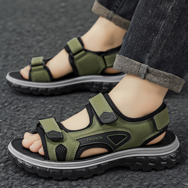 รองเท้าแตะชายแบบลำลองสำหรับกิจ - Men Shoes Velcro บทวิจารณ์และราคา