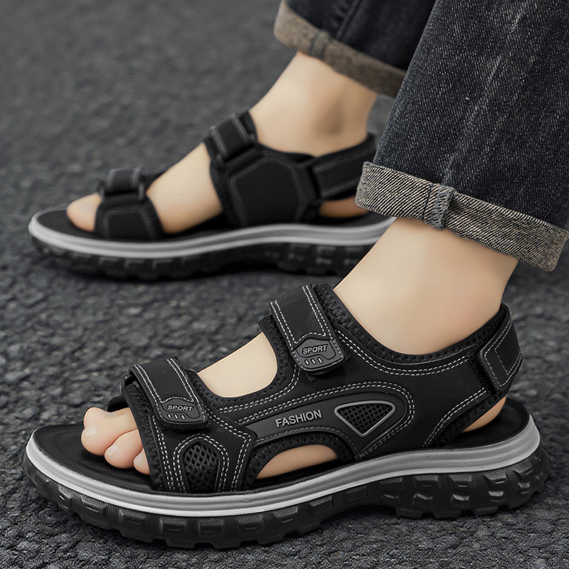 รองเท้าแตะชายแบบลำลองสำหรับกิจ - Men Shoes Velcro บทวิจารณ์และราคา