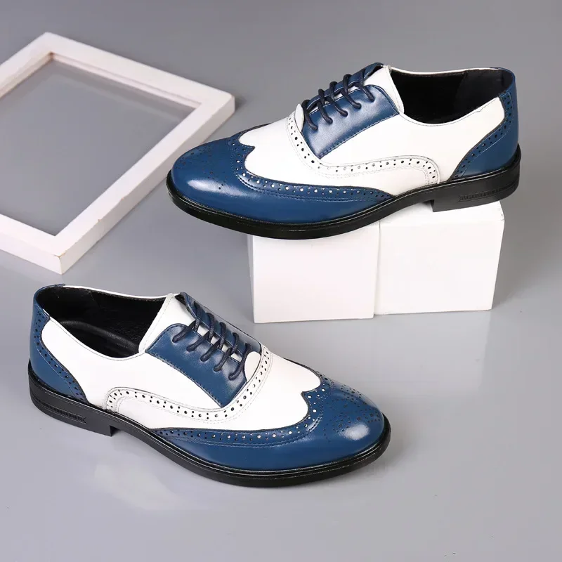 ผสมสีบุรุษรองเท้า Retro ชายรอง - Oxford Brogue Leather บทวิจารณ์และราคา