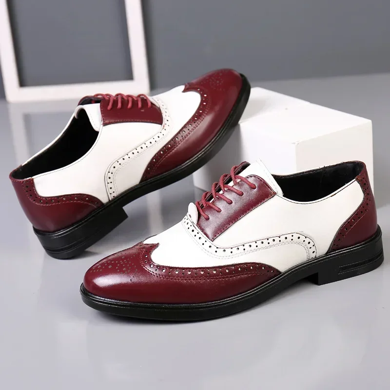 ผสมสีบุรุษรองเท้า Retro ชายรอง - Oxford Brogue Leather บทวิจารณ์และราคา