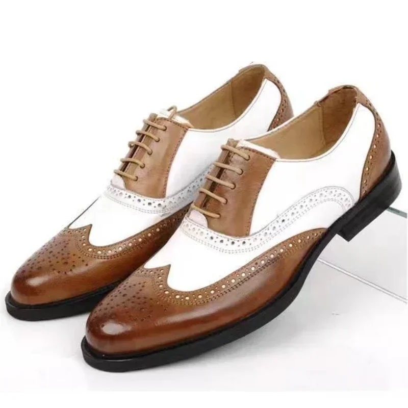 ผสมสีบุรุษรองเท้า Retro ชายรอง - Oxford Brogue Leather บทวิจารณ์และราคา