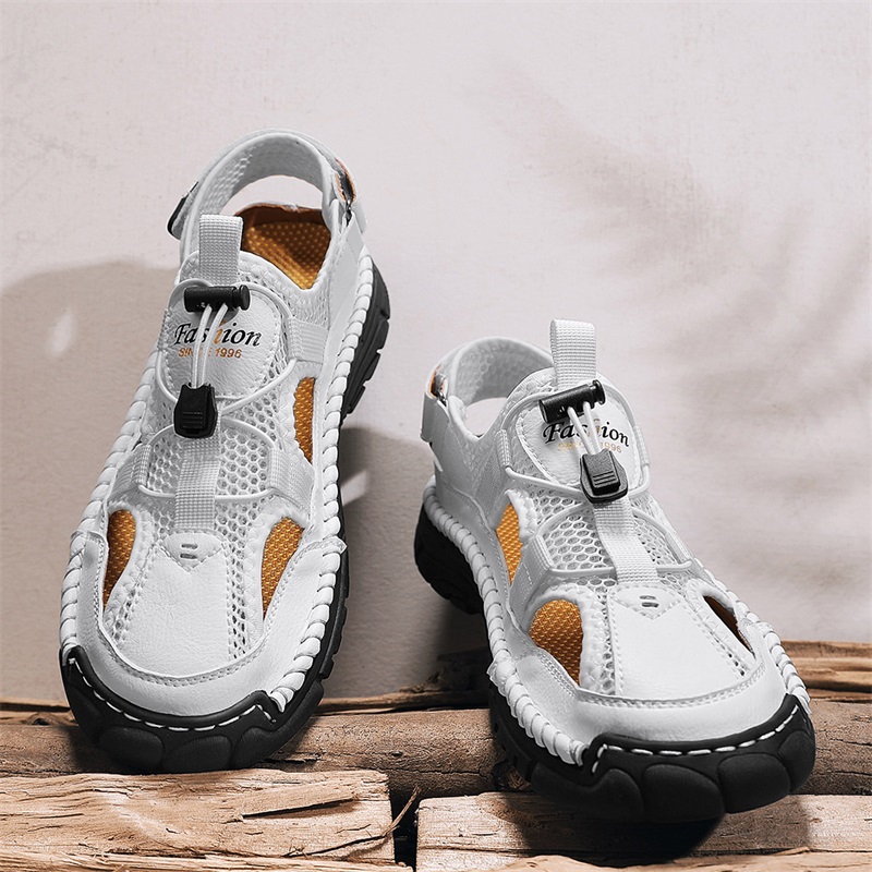 รองเท้าแตะพิมพ์ลายตัวอักษรเรีย - Men Shoes Velcro บทวิจารณ์และราคา
