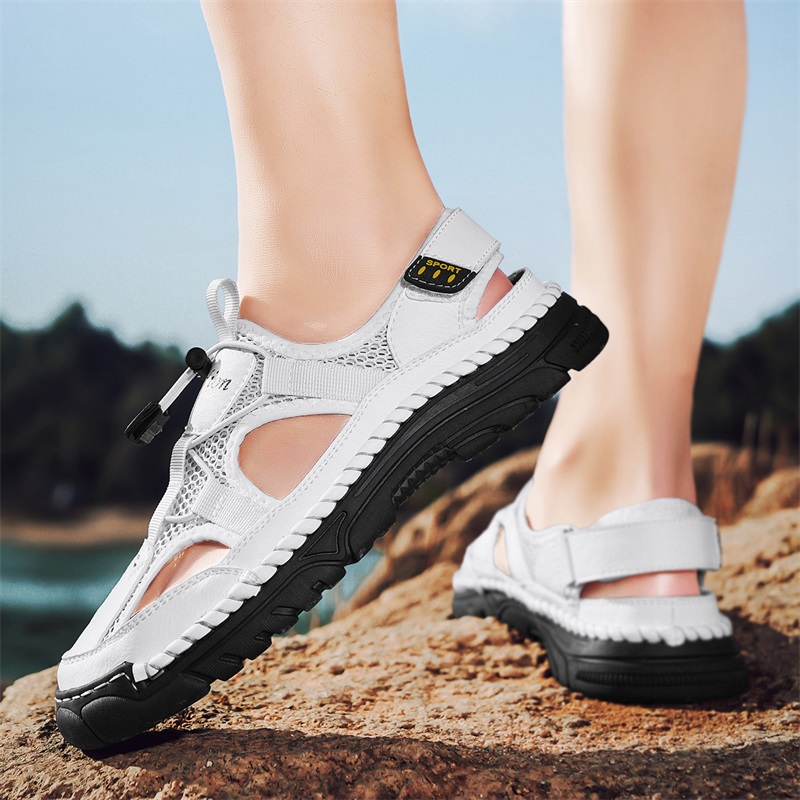 รองเท้าแตะพิมพ์ลายตัวอักษรเรีย - Men Shoes Velcro บทวิจารณ์และราคา