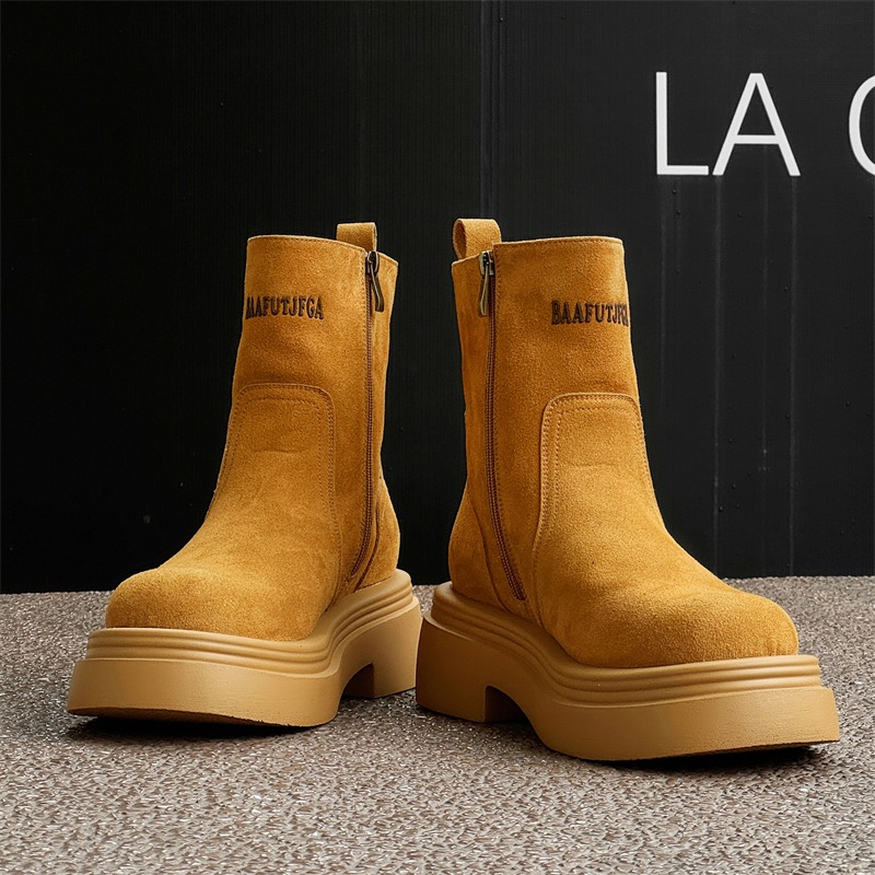 รองเท้าบูทสั้นสไตล์คู่รัก ทรงห - Men'S Shoes Height Increase บทวิจารณ์และราคา