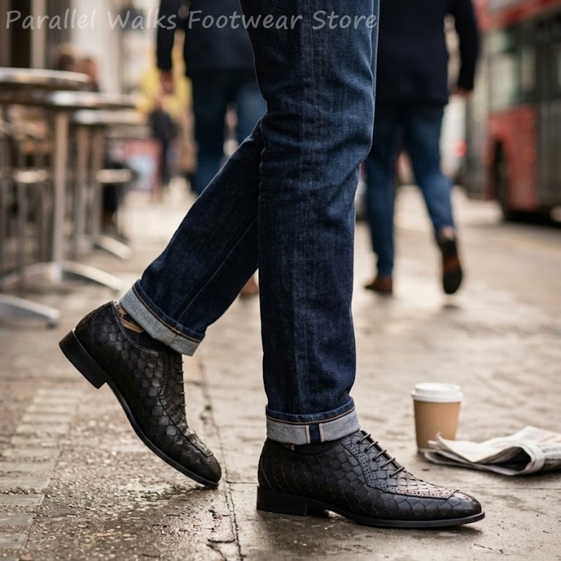 รองเท้าอ็อกซ์ฟอร์ดผู้ชายลายหนั - Oxford Brogue Leather บทวิจารณ์และราคา