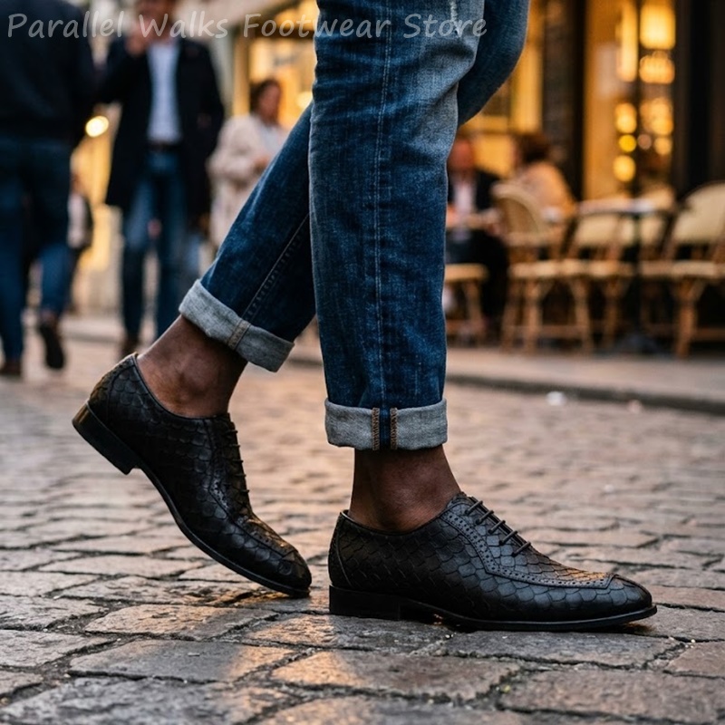 รองเท้าอ็อกซ์ฟอร์ดผู้ชายลายหนั - Oxford Brogue Leather บทวิจารณ์และราคา