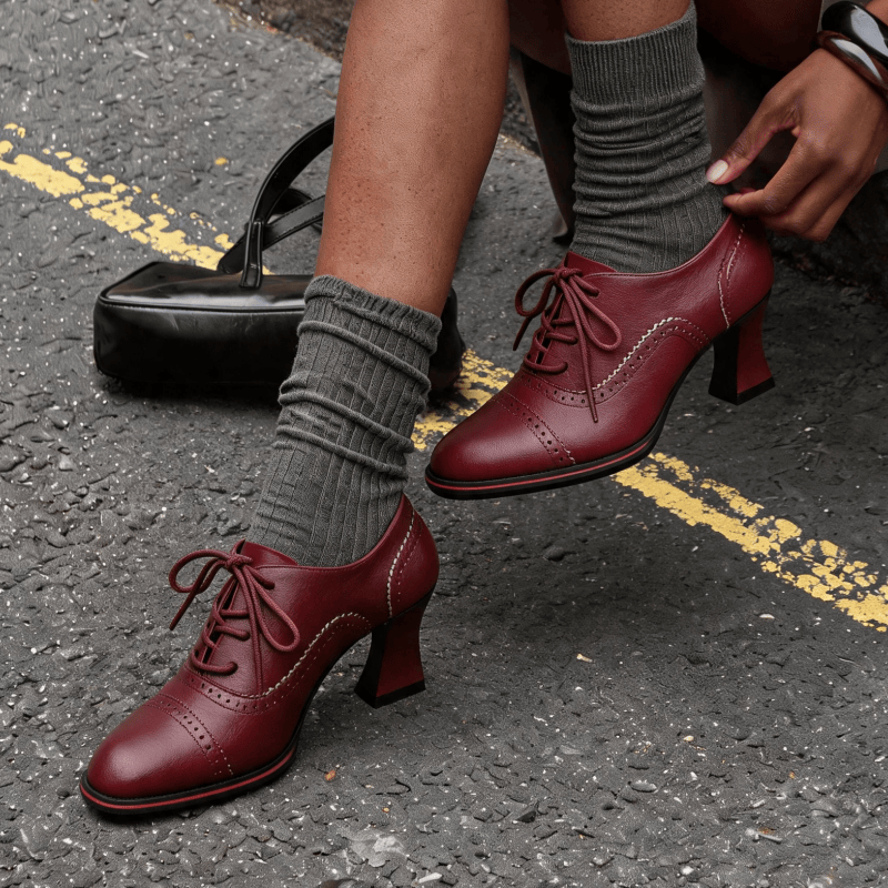 รองเท้าส้นเตี้ยหนังเทียมสำหรับ - Oxford Brogue Leather บทวิจารณ์และราคา
