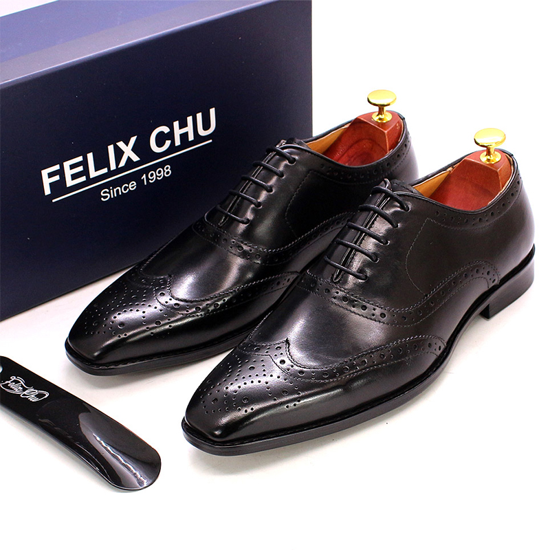 รองเท้าผู้ชายทำมือติดปีกขนาด7- - Oxford Brogue Leather บทวิจารณ์และราคา