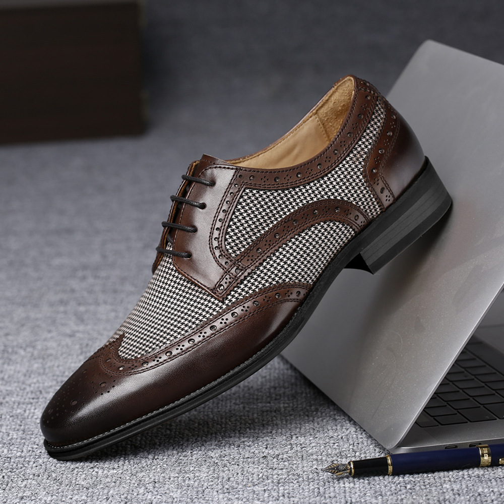 ใหม่ Oxford รองเท้าธุรกิจผู้ชา - Oxford Brogue Leather บทวิจารณ์และราคา